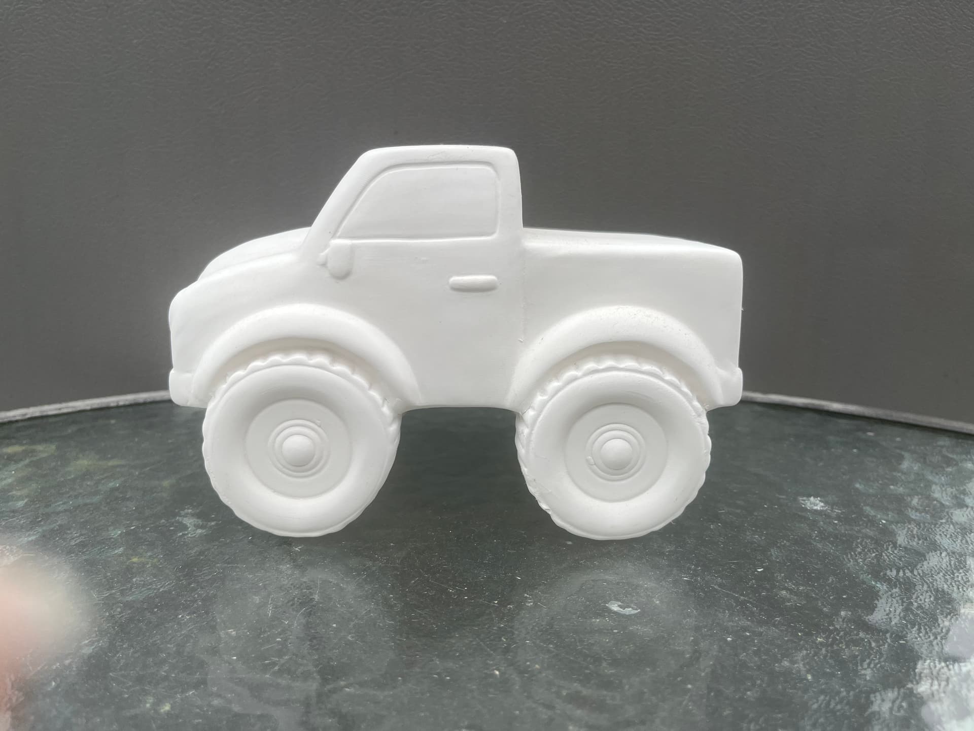 Unpainted Bisque Ceramics: Monster truck bank