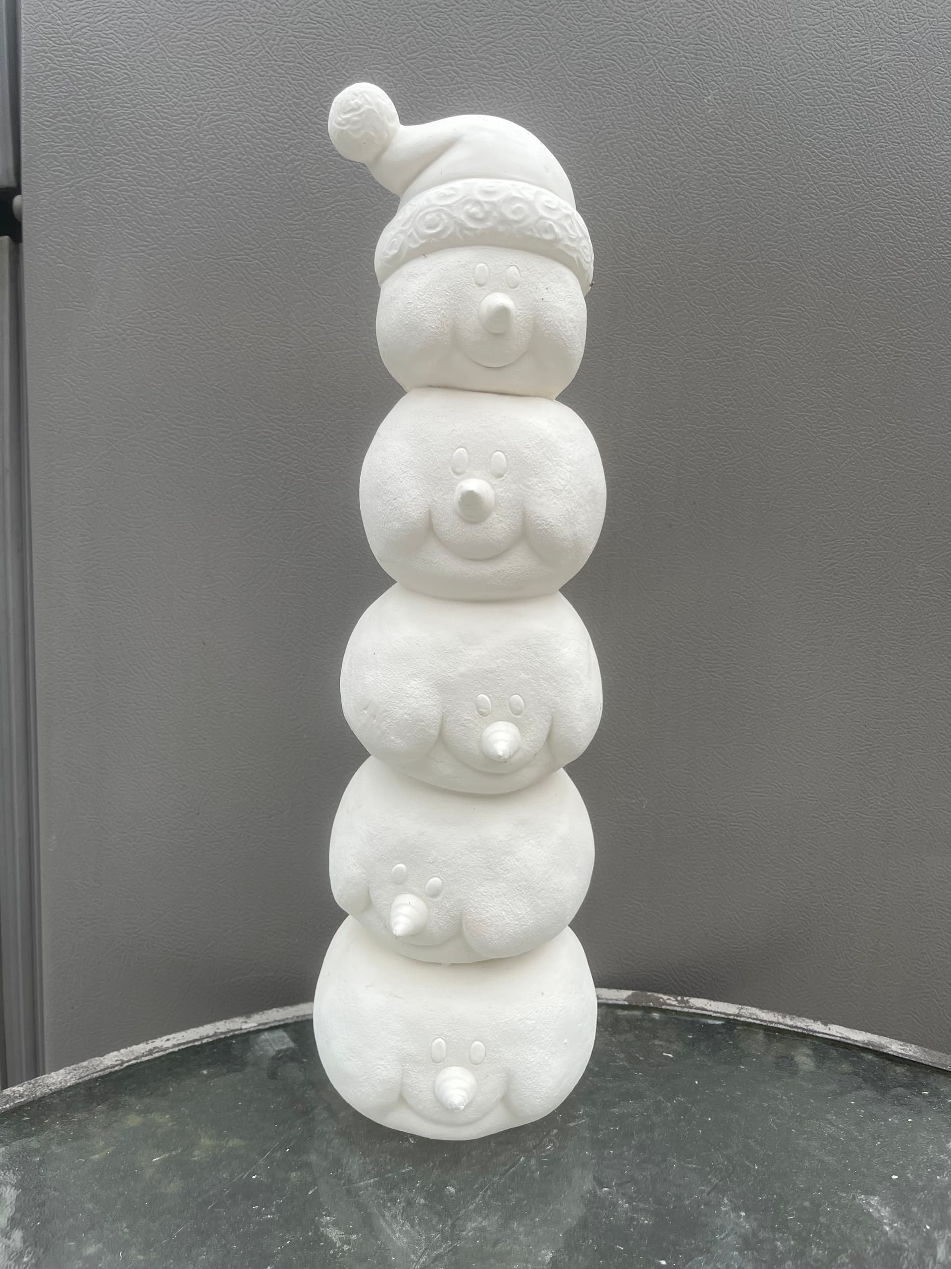 Unpainted Bisque Ceramics: Snowman head stack. 