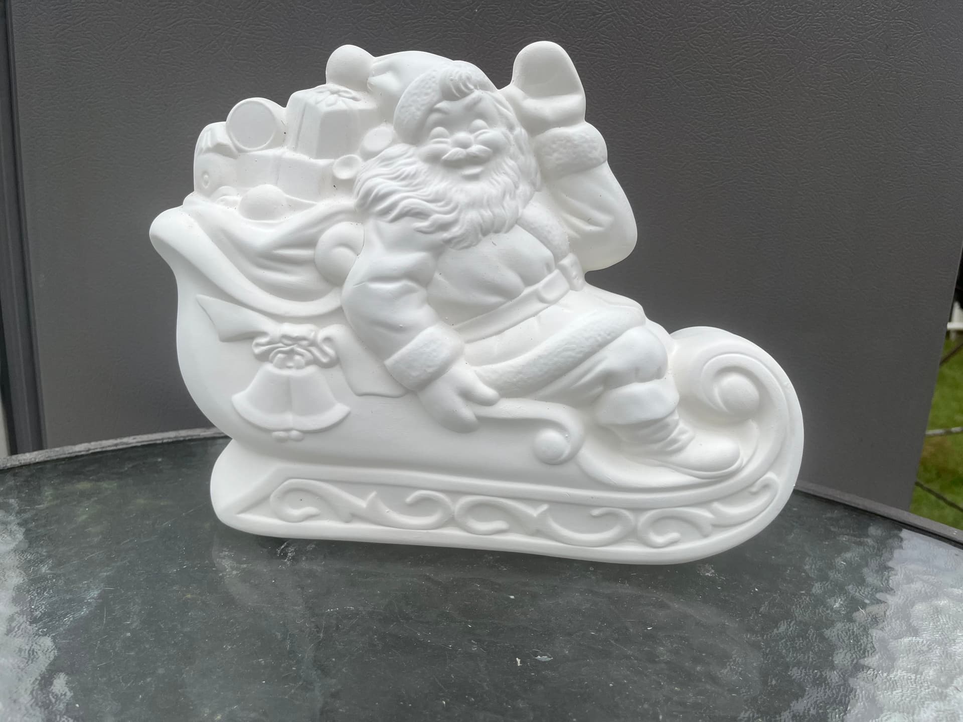 Unpainted Bisque Ceramics: Santa in sleigh 