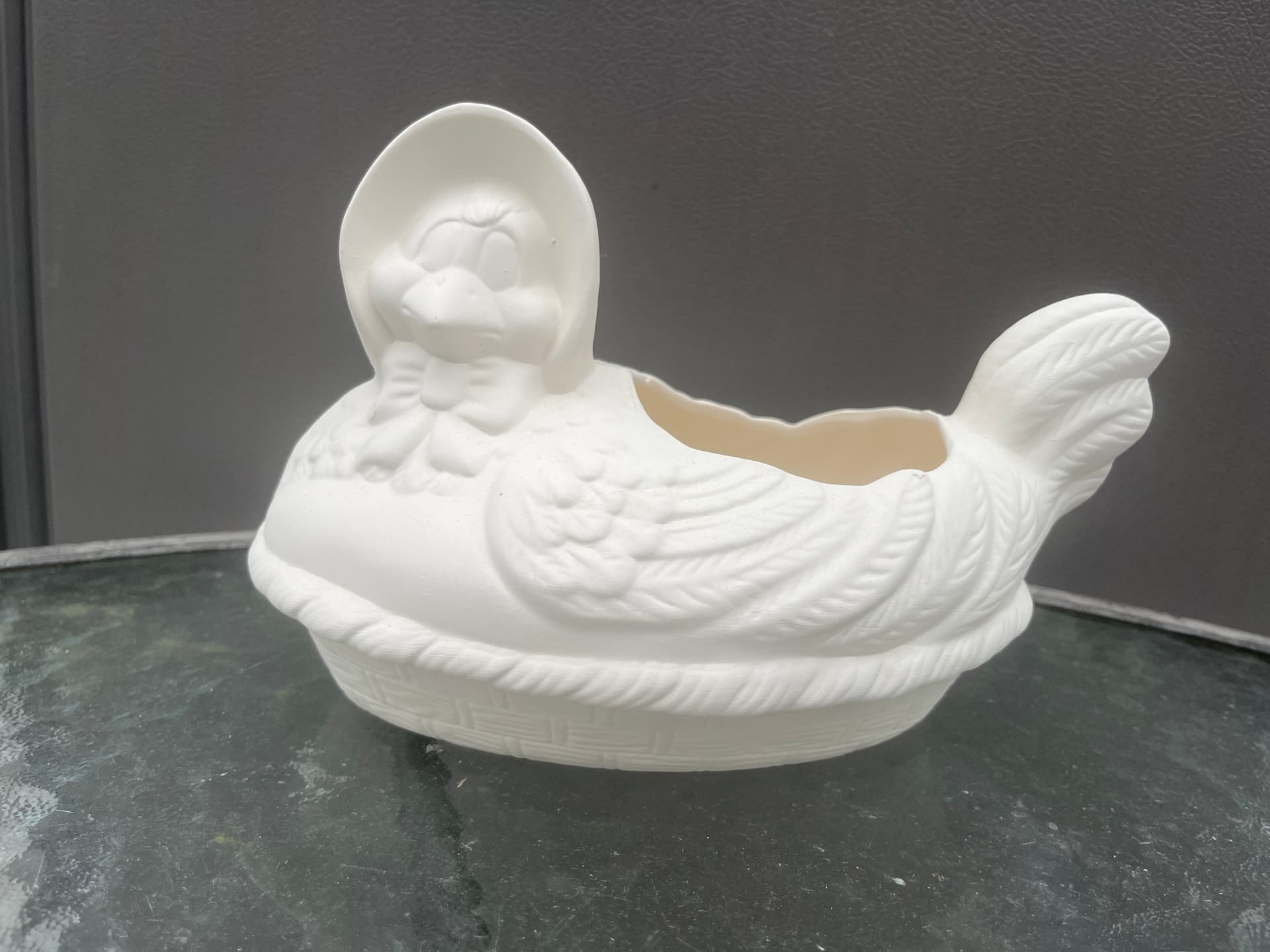 Unpainted Bisque Ceramics: Hen planter