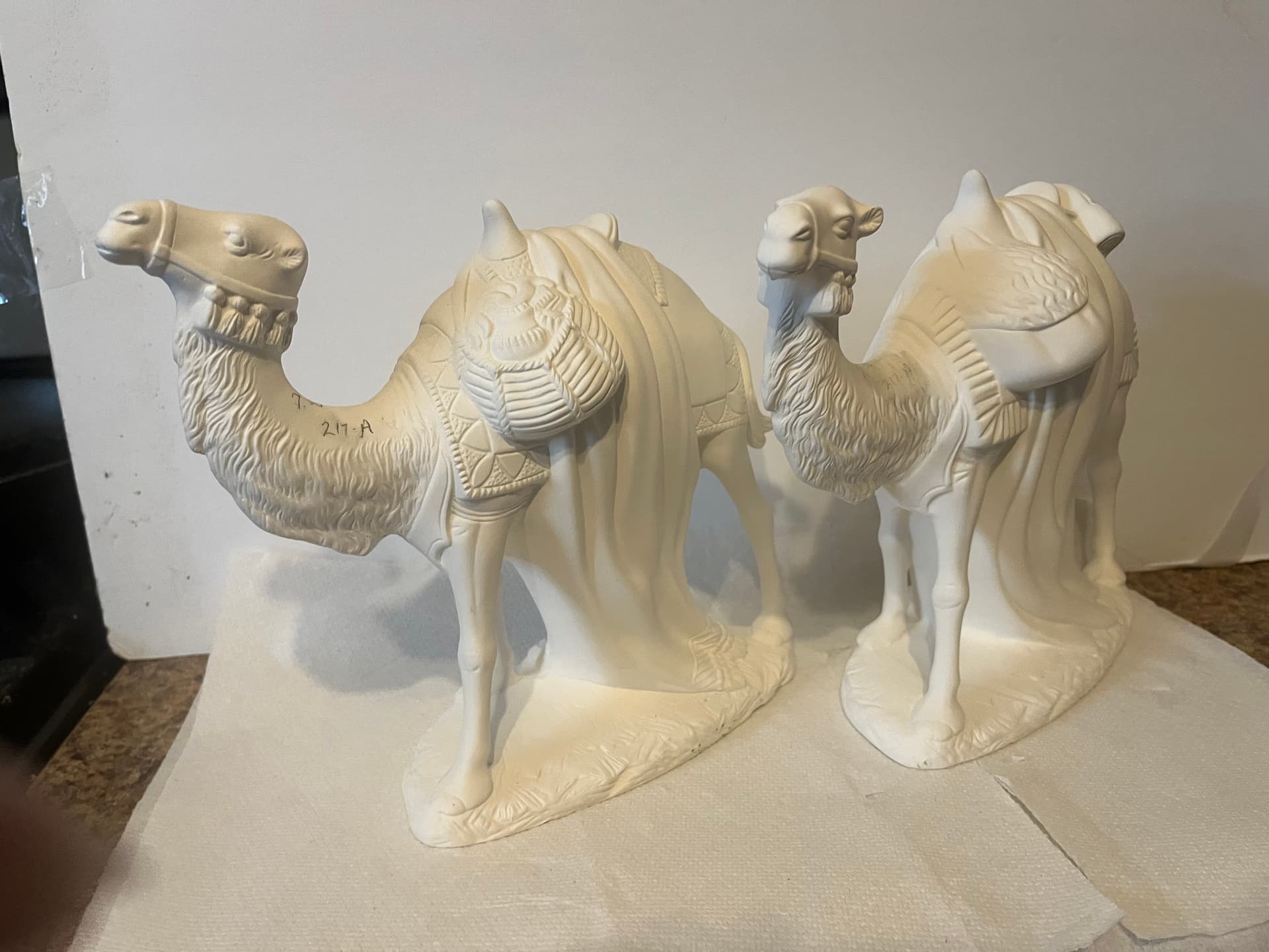 Unpainted Bisque Ceramics: 2 Camels