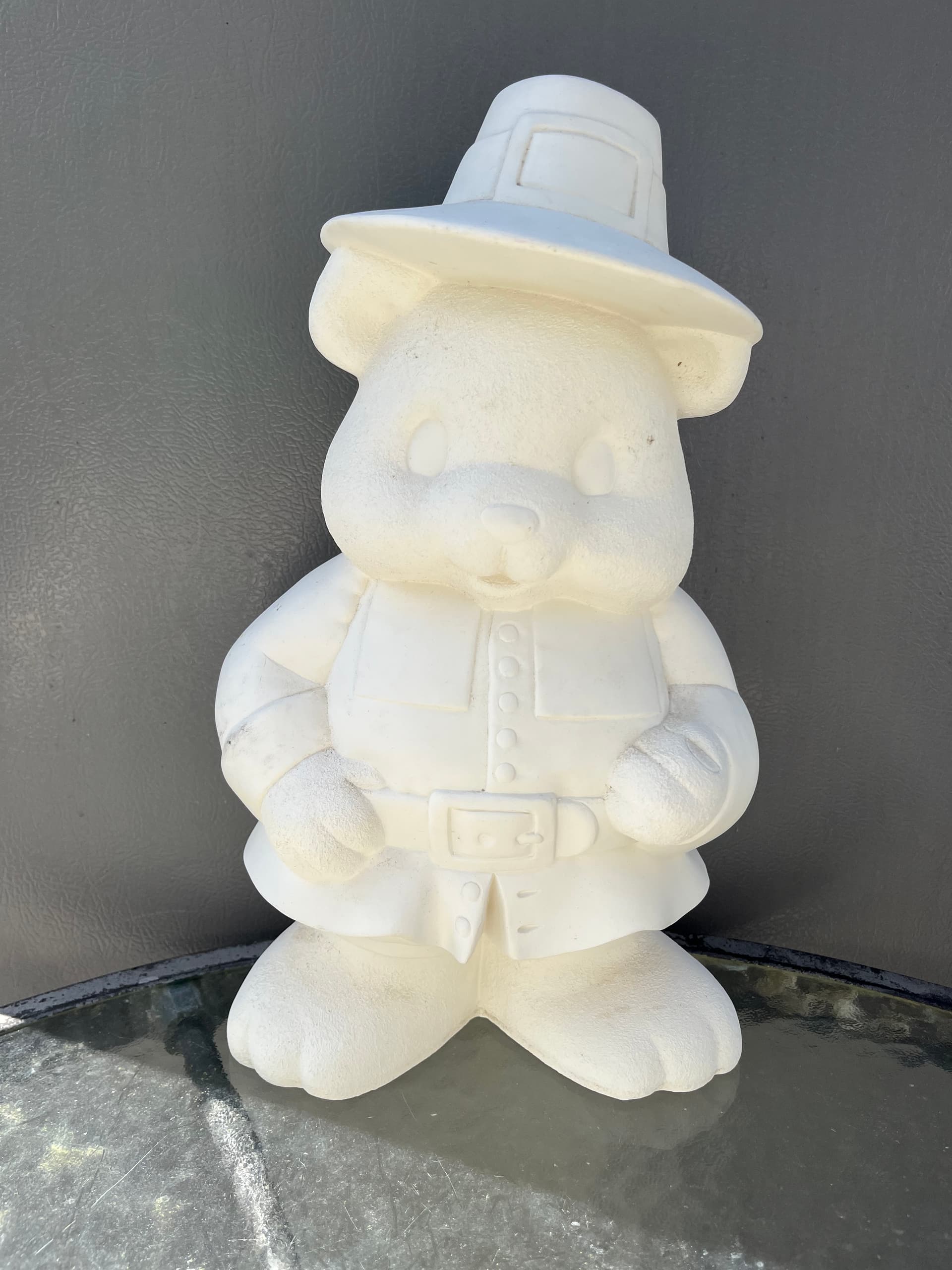 Unpainted Bisque Ceramics: Ceramic bisque pilgrim bear
